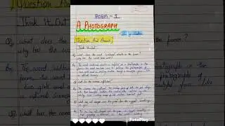 Class 11 English poem - A Photograph... Questions and Answers..book Hornbill