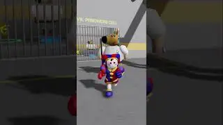 CUTE POMNI CAUGHT BY [UPDATE!] CHILL GUY BARRY PRISON RUN! (OBBY) #roblox #scaryobby #shorts #obby