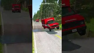 Ambulance Jumping Big Water Pit - BeamNG.drive #beamng #beamngdrive #bus #truck #shorts