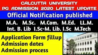 CALCUTTA UNIVERSITY PG ADMISSION 2020 DETAILS💥|calcutta university admission 2020|cu admission 2020