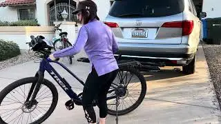 Tip for Small Women to lift heavy e-bike onto bike rack