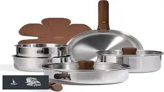 CAROTE 13pcs Tri Ply Stainless Steel Cookware Set with Detachable Handle Pots