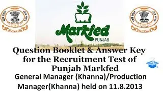 Punjab Markfed previous year question paper || #General_Manager_Question_Paper || 2013