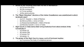 CONSTITUTION MCQ FOR CUET PG LLM EXAM | CUET PG LLM 2025