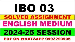 ibo 3 (mcom old) solved assignment 2024-25 | ibo 3 solved assignment in hindi 2025 | ibo 3 2024-25