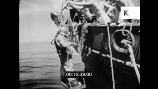 Late 1940s Manila Harbour, Philippines, Aquanaut Diving for Coins, 16mm
