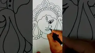 Quick simple and easy drawing of Maa Durga face for beginners/ Navratri special maa durga drawing