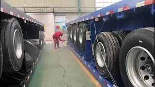 Rolling Out: Shandong Fudeng Blue Flatbed Semi-Trailers Departure