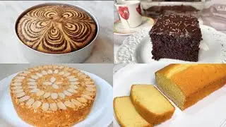 4 Delicious Cake Recipes Without Oven | Marble Cake | Chocolate Cake | Butter Cake | Almond Cake