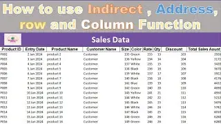 How to use Indirect address row and column Function in Excel | how to use