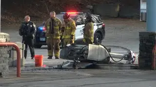 Crash causes fire at Johnston gas station