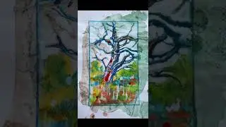 Kameelboom Sketches Process #shortvideo #mixedmedia #trees #kalahari #impressionistic #art #ink