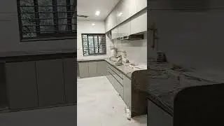 grey modular kitchen with glass profile shutter#2023 #home #kitchen #rajkot #sweet #Dharmi kitchen