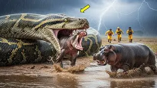 Heroic Rescue Team Battles Giant Python to Save Baby Hippo in Heart Stopping Ambush! 🐍