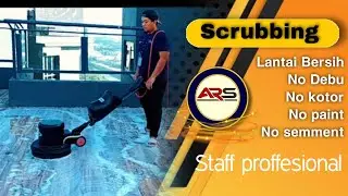 Lantai berlumut akan bersih jika guna scrubbing lantai #cleaning #scrub 