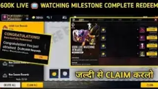 600K Live Watching Milestone Complete Finally We All Got FFAC Reddem Code 🥰