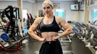 iFbb pro Lena Ramsteiner female bodybuilding 2023 girls with muscles flexing HERBICEPS lift carry