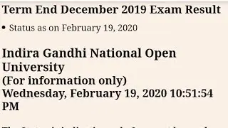IGNOU Result 2019 Declared Term END DEC 2019