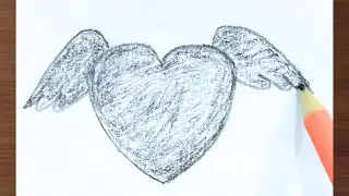 Cute Heart with Wings Drawing Easy | Step by Step Drawing Ideas for Beginners
