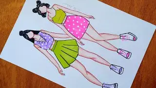 تعليم رسم كولكشن صيف سهل جدا خطوة بخطوة | رسم ازياء كاجوال | ازياء صيف