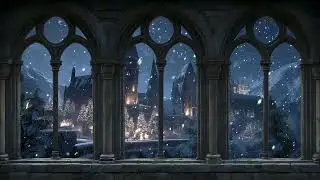 Magical Window View for Projector - Snow Storm in Wizard Academy