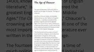 The Age of Chaucer| English Literature| Short notes | B.A,M.A English| #shorts #youtubeshorts