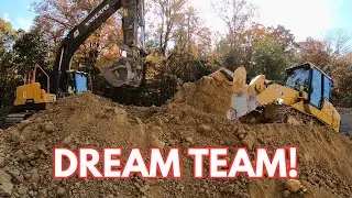 Расчистка ОГРОМНОГО карьера с помощью гусеничного погрузчика CAT 953K и экскаватора VOLVO 220el.