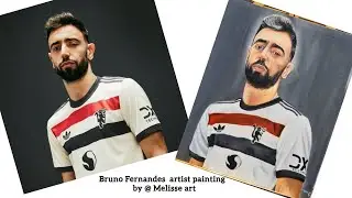 Bruno Fernandes Portrait Painting | Acrylic on Canvas | Realistic Football Art
