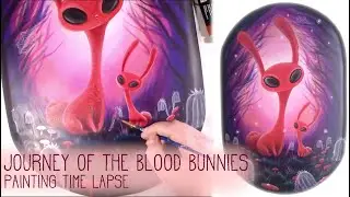 Journey of the Blood Bunnies - Pop surrealism painting time lapse, original acrylic art by AGblend13