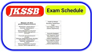 JKSSB Examination Schedule 2026  Released