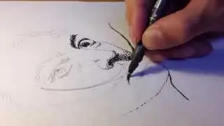 Dotwork drawing - Salvador Dal&iacute; - pointilism dotart