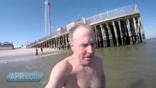 Even on frigid day, daily ocean plunge continues