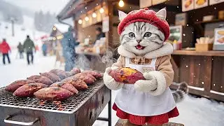 いらっしゃいませ!!雪山屋台でバイト…ねこの一日に密着🐱🍢🍠⛷️