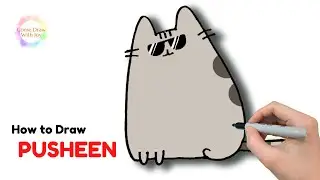 How to Draw Pusheen in Sunglasses l Cool Pusheen Cat (Easy) 簡單到不行的胖吉貓 戴墨鏡酷酷的