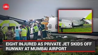Eight injured as private jet skids off runway at Mumbai airport