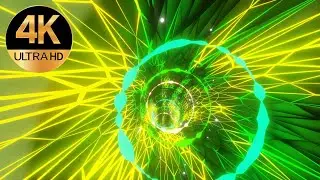 10 Hour 4k Fast Moving Relaxing Deep Tunnel NEON Green Yellow Color Abstract Background Video
