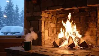 Cozy Winter Cabin - Crackling Fire & Snow Sounds (No Music) | Kış Ambiyansı