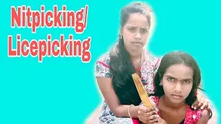 Nitpicking /lice Picking  Using Wooden Comb || me and my sister long Hair play || long Hair