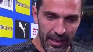 Buffon crying after elimination vs sweden 😭😢