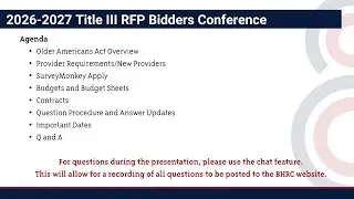 Bidders Conference: 2026-2027 Older Americans Act Title III Services RFP