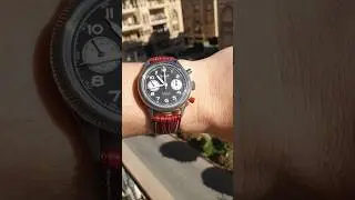 Hanhart Flieger Chronograph 417 ES  on Red Shark Leather Strap #watch #youtubeshorts