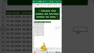 Calculate total sundays and Saturdays between two dates #excel #spreadsheetmagic #datedifference