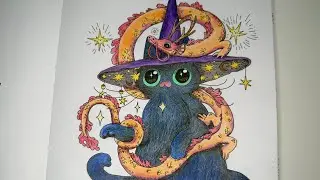 Happy Halloween ￼￼🐈‍⬛ Spooky Witch Cat Coloring Tutorial. Color Along With Me. Sara Szewczyk