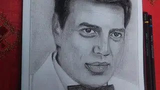 Portrait of Dharmendra ji 🙂💓⭐ RIP🙏 full tutorial video....#charcoaldrawing #charcoal #charcoalart 