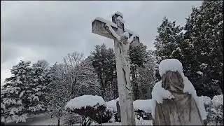 The Shrine of Our Lady of Fatima in Holliston, Massachusetts after snow storm