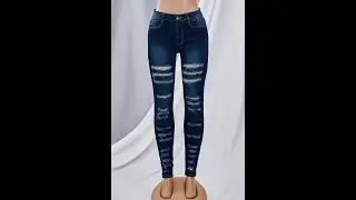 New grunge style plus size fashion slim stretch ripped skinny jeans Wholesale FA000445