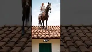Minha V&oacute; No Telhado Com Um Cavalo 😳😱
