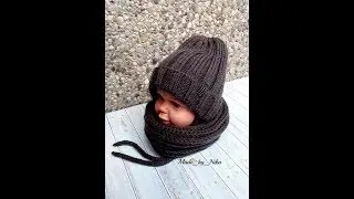 Модная детская шапочка спицами  МК