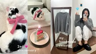 모네 구조 2주년 기념🍰 🎀 내가 만든 첫번째 스웨터 자랑하는 뜨개로그 👕🪡