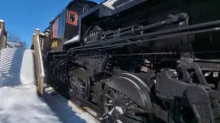 The steam locomotive at Doon Heritage Village in Waterloo Region Museum, Kitchener Ontario Canada.